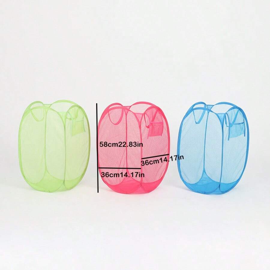 1pc Pop-Up Mesh Laundry Basket With Ergonomic Handle, Foldable Fabric Basket, Large Capacity Unlined Storage Basket, Breathable Mesh Dirty Clothes Hamper, Available In Pink, Blue, Grass Green, Laundry Room Accessory, Laundry Basket, Holiday Gift For Friends, Practical Daily Home Storage, Collapsible And Reusable