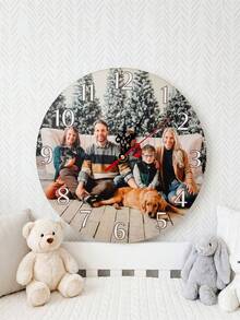 1PC Customized Personalized Wooden Clock, Personalized Clock, Holiday Party Decoration, Daily Family Gathering Party Decoration, Home Decor, Suitable For Mother's Day Decoration, Best Living Room Wall Clock, Christmas Decoration, Available In 3 Sizes - Multicolor 2 - View 9
