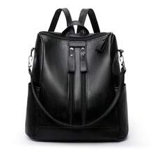 Mochila Multiuso Feminina CHEN XIAOHONG em PU, 3 Modos de Uso para o Dia a Dia - Preto - Visão 12