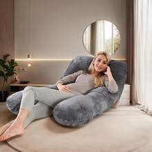 Pregnancy Pillow With A Removable And Washable Pillowcase-Providing Support For Pregnant Women's Legs, Back, Neck, Shoulders, Hips, And Abdomen During Sleep. - Advanced Black - View 3