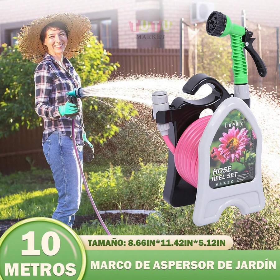 Manguera para jardín, manguera compacta, conector sencillo y portátil, adaptable a diferentes conexiones estándar, ideal para riego de jardines y céspedes, herramientas de jardinería. Fácil de instalar, ocupa poco espacio, útil para riego, lavado de vehículos y jardinería (blanco). - A - Ver 1