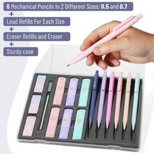 Mr. Pen- Pastel Mechanical Pencil Set With Lead Refills &Amp; Erasers, 6 Pack, 2 Sizes, 0.5 &Amp; 0.7mm, 6x Tubes HB Lead Refill, 3x Erasers For School Supplies, Note Taking, Drawing, Sketching, Office - Bộ - Xem 2