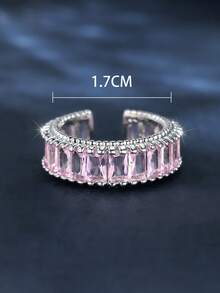 1 chiếc nhẫn dự tiệc/cưới sang trọng, bóng bẩy màu bạc và hồng, quà tặng cho phụ nữ. - Màu Hồng baby - Xem 5