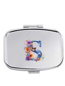 Butterfly Pattern Square Pill Box (A-Z Letters), 2 Portable Medication Storage Compartments, Mini Metal Storage Box, Portable Jewelry And Pill Box With Name Label, Unique Design Decorative Travel Storage Box, Nurse's Day Gift, Travel Essentials - Multicolor - View 17