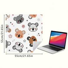 1pc Self-Adhesive Magic Wrap Cloth, Cartoon Koala & Star Print Self-Stick Fabric, Soft, Scratch-Resistant, Escape-Proof Cat Wrap Blanket (Reusable), Washable, Durable Cat Bed Mat, Cat Grooming & Calming Towel With Cute Koala Design - Multicolor - View 13