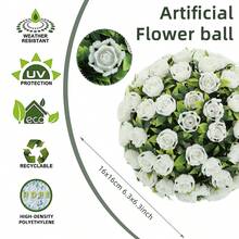 1 pièce Boule de rose artificielle, disponible en couleurs rose, blanc, rose, tailles : 16 cm (6,3 po), 22 cm (8,7 po) ou 28 cm (11 po), convient pour la décoration de mariage, les faveurs de fête, les boules d'herbe artificielle, la décoration de remise des diplômes, la décoration de bureau/salon/chambre à coucher/salle à manger, la décoration de fête/mariage/jardin, la décoration de la maison, la décoration de l'école/dortoir - Multicolore - Voir 16
