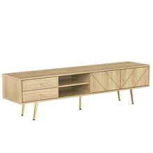 160cm TV Stand With Gold Legs, Two Drawers And Exclusive Design Doors. - Khaki - View 9