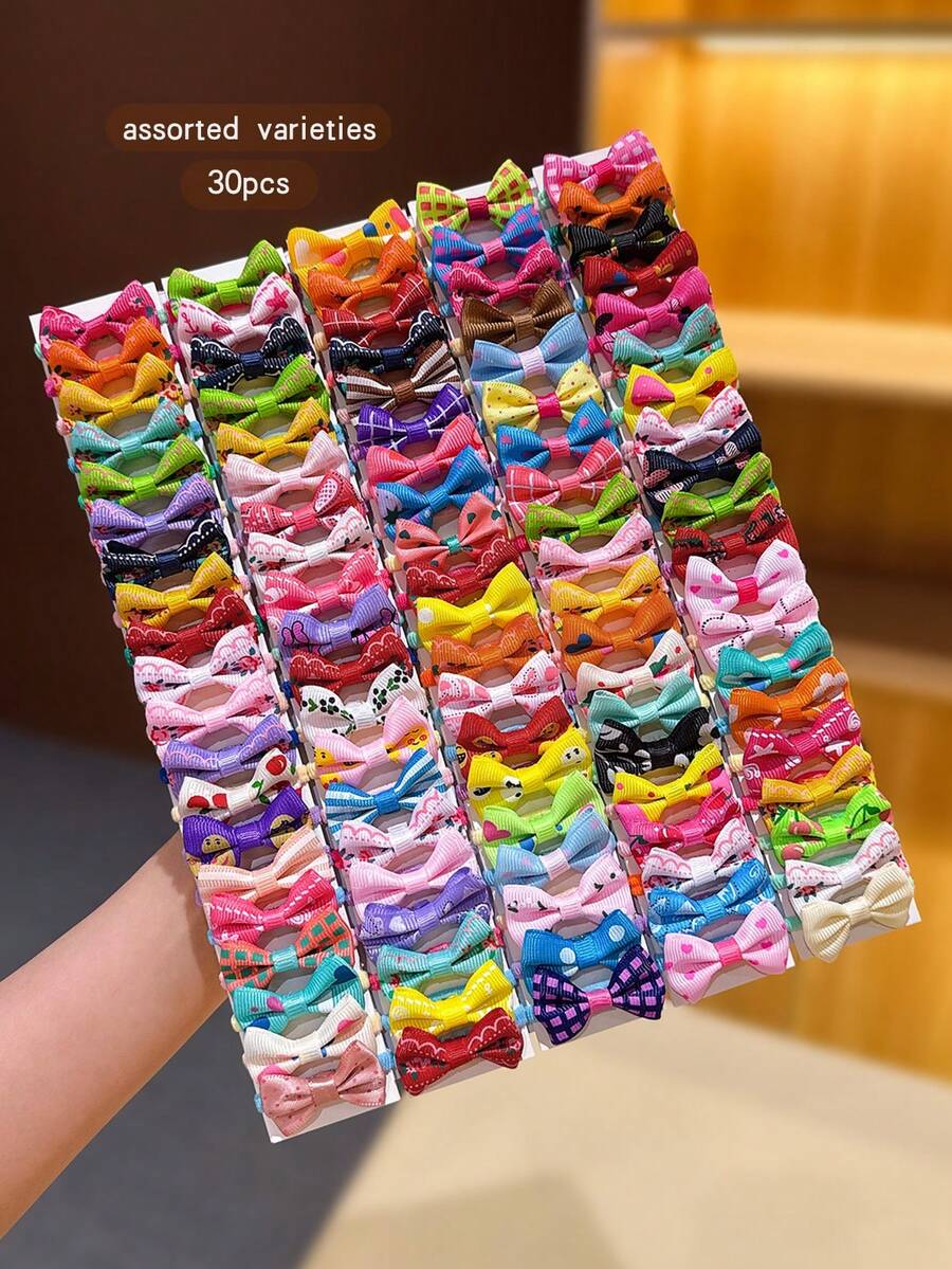 30 piezas de pinzas para el cabello con lazo de colores surtidos, accesorios para el cabello lindos - Multicolor - Ver 1