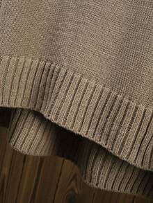 Plus Size Women Sleeveless Knit Vest, Side Button Loose Mid-Length Layering Tank Top Spring - Camel - View 10