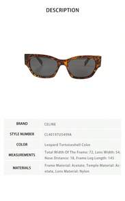 Celine Monochroms Cat Eye Style Women's Sunglasses CL40197U5499A - 豹紋玳瑁色CL40197U5499A - 查看 7