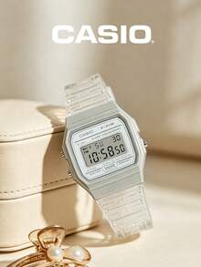 Casio Ceas digital unisex pătrat cu curea din rășină albă transparentă F-91WS-7, cu funcții de alarmă și cronograf, rezistent la apă - estetică minimalistă, potrivit pentru purtare zilnică, campus, cadou pentru adolescenți și tineri adulți - alb - Vizualizare 5