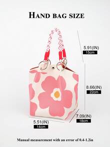 This Colorblock Casual Women's Handbag Features Black And White Woven Rope Handle Design, Perfect For Working Women, Teachers And Students - Pink - View 2