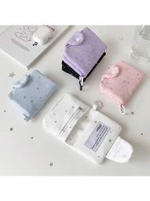 1pc Cute Star Pattern Portable Travel Coin Purse, With Zipper Pouch For Convenient Storage Of Coins, Earphones And Daily Small Items, Sweet Star Design Suitable For Women, Students And Daily Use, Also Can Be Used As A Gift - Storage Bag - View 2