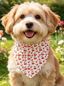 Pañuelo con estampado de frutas para mascotas, pañuelo bandana con estampado de cerezas para perros pequeños a grandes y gatos, pañuelo triangular lindo para cachorros y mascotas - Multicolor - Ver 10