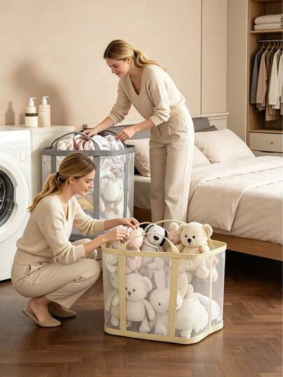 Giỏ phơi quần áo lưới gấp gọn đa năng có tay cầm, túi đựng đồ di động, dụng cụ tiết kiệm không gian dùng cho giặt ủi, phòng ngủ, phòng tắm, du lịch, ký túc xá, xe RV, ban công, sân hiên và nhà ở, giá phơi hình chữ nhật dung tích lớn, lý tưởng để đựng đồ lót, tất, khăn tắm, đồ chơi và các vật dụng nhỏ, có 4 màu.