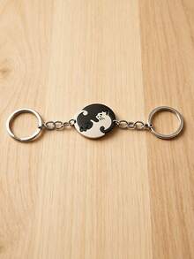 1 Paar personalisierter schwarz-weißer Katzen Schlüsselanhänger, 2 Stücke/Set herzförmige Katzen Schlüsselanhänger, individuell mit Katzenname beschriftbar, Paar Accessoires, einzigartiges Geschenk zum Geburtstag, Jahrestag, Feiertag für beste Freunde, Liebhaber, Partner - Verschiedenfarbig - Übersicht 7