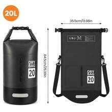 20L Bag Backpack With Roll Top, Adjustable Shoulder Straps & Phone Pouch, PVC Sack For Kayaking, Boating, Fishing, Camping & Beach - Black - View 4