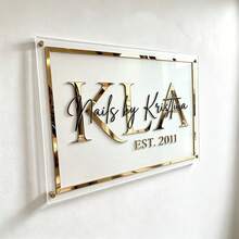Custom Acrylic Commercial Signage | Acrylic Logo Signage | Welcome Signage | Salon Signage, Custom Acrylic Commercial Logo Signage: Modern Office Decor, Custom 3D Acrylic Logo Signage (Suitable For Door Or Wall), Modern Salon Signage With Stand, Commercial Signage - Multicolor - View 9