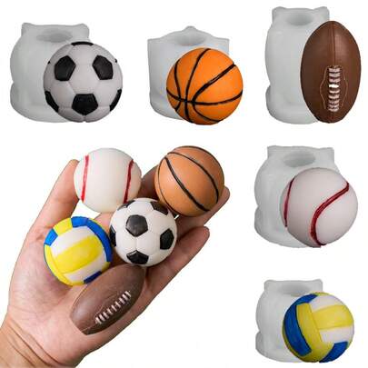Football, Basketball, Baseball, Volleyball, Rugby Shaped Candle Molds, Silicone Molds For Handmade Soap, DIY Clay, Plaster Crafts