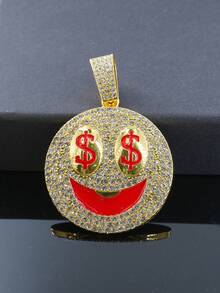 1pc Men's Full Rhinestone Money Eye Expression Pendant Necklace, Shiny Personalized Versatile Accessory, Street Style Necklace - Money Eye Pendant Necklace - View 17