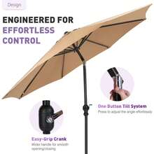 9FT Outdoor Patio Umbrella Outdoor Table Umbrella With Push Button Tilt And Crank, Market Umbrella 8 Sturdy Ribs UV Protection Waterproof For Garden,Khaki-New - Khaki(New) - View 6