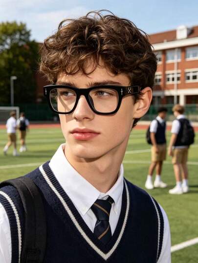 1 Pair Cross Decor Frame Glasses, American Teenage Design, Suitable For School, Daily Wear, Create Youthful Personalized Look