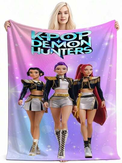Mattel K Pop Team Anime Plush Blanket _Flannel Throw Blanket For Bedroom Warm Soft Quality Bedspread Gift