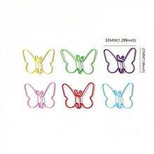 10pcs Butterfly Shaped Paper Clips, Retro Elegant Colorful Metal Plastic File Clips, Office File Organizer, Business Gift, Random Color - Butterfly - View 2