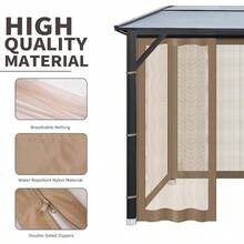 Gazebo Universal Mosquito Netting, 10'x10' Gazebo Netting Outdoor, 4 - Panel Screen Walls Outdoor Patio With Zipper Mosquito Net Only Brown - 棕色 + 10x10 - 查看 5