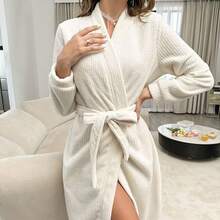 1 Bộ áo choàng tắm hai mặt bằng vải lông cừu dành cho nữ - Áo choàng SPA khách sạn - Siêu thấm hút - Đồ ngủ bằng vải flannel mềm mại và ấm áp - Món quà sang trọng dành cho bản thân/bạn gái - Nhiều màu - Xem 2