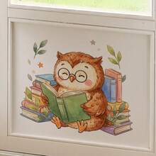 1PC Owl Wall Clings,Wall Sticker,Self-Adhesive Window Stickers For Glass, Reading Window Stickers Make Great Gifts.Suitable For Bedroom And Living Room, Dining Room, Study, Bathroom - A - View 5
