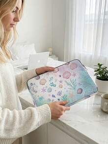 1 pezzo Borsa/custodia/organizer per laptop - Con un profilo sottile e una capacità spaziosa, questa custodia protettiva portatile è ideale per gli spostamenti quotidiani. Con il suo design distintivo a stampa di conchiglia, conserva facilmente laptop e piccoli accessori digitali. Abbastanza versatile da servire come borsa professionale per il business o come borsa per la scuola degli studenti - Multicolore - Visualizzare 8