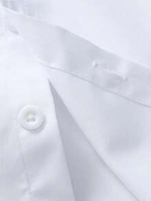 Infant/Baby BoyWhite Long Sleeve Button-Front Collared Shirt, Versatile & Comfortable For Daily, School, Events - White - View 5