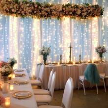 1pc 6m/3 Meters Wedding Romantic Atmosphere Decoration LED String Lights Battery Powered Indoor Party Backdrop LED String Lights - Battery Box Curtain Light - View 6