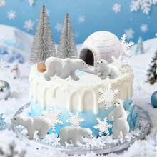 ROARING GOOD TIME Eisbär Kuchendekoration Arktische Tierdekoration Partyzubehör Wintertiere Kuchendekoration Winterwunderland Partydekoration - Übersicht 3