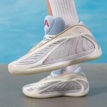 Adidas * Anthony Edwards AE2 Comfortable, Soft, Supportive, Slip-Resistant, Durable, Training Fit Low-Top Basketball Shoes, Unisex, White/Silver - Silver/Blue - View 3