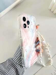 1 chiếc ốp lưng điện thoại trong suốt, màu kem, họa tiết vân đá cẩm thạch mộng mơ, kèm theo 1 dây chuyền hình bướm đính ngọc trai trắng, tương thích với các dòng điện thoại Apple 17 Pro Max/17/Air/16/16 Plus/15/14/13 Pro Max/12/11/IX/XR. - Nhiều màu - Xem 2