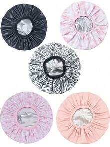 1/3/5/10pcs Set New Adjustable Double-Layer Shower Cap, Hair Treatment Cap, Anti-Hair Loss Cap, Postpartum Cap, Hair Mask Cap For Wet/Dry Hair, Sleeping Cap - Multicolor - View 18