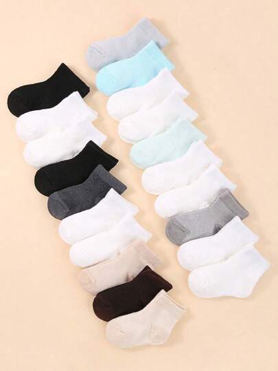 6/12/20 Pairs Random Color Mesh Baby Socks, Suitable For Newborns, Infants, Toddlers, Black White Gray Socks, Essential For Summer, Baby Shower Gift