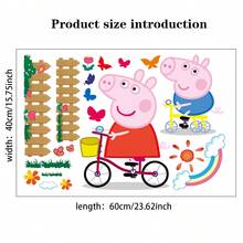 Peppa Pig 热门小猪佩奇主题墙贴，适用于卧室、客厅和浴室。采用PVC材质，可移除并重复使用。墙贴表面印有可爱的卡通动漫小猪图案。（产品图片为放大展示效果，实际尺寸请参考尺寸表。） - 多色多款 - 查看 10