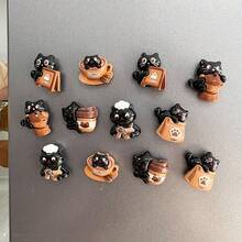 3/6/10/12pcs Cute Black Cat Coffee Fridge Magnets, Cute Kitchen Refrigerator Magnets, Home Decor, Suitable For Home, Office, Whiteboard, Storage Cabinet, Dishwasher, Mother's Day, Party Gift Decoration Magnets - Multicolor - View 2
