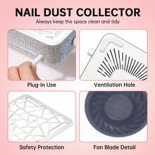 CHRISTINE SHELLY Nail Dust Collector, Powerful Vacuum Fan Vent Dust Collector Extractor Dust Suction Machine For Acrylic Nails Polishing, Nail Salon, White Diamond(Plug-In Use, Not Rechargeable) - View 9