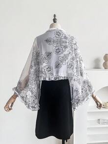1 chiếc khăn choàng in họa tiết Paisley cổ điển thanh lịch, khăn voan mỏng nhẹ đa năng dành cho nữ, thích hợp cho du lịch mùa hè, che nắng, làm khăn tắm biển, đi nghỉ mát. - Đen và trắng - Xem 4