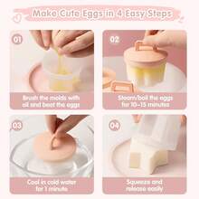 5pcs/Set Kitchen Steamer Egg Cooker - 4 Pcs Creative Cartoon Shaped Egg Molds, Essential For Breakfast - Multicolor - View 3