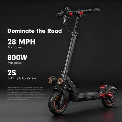 48V 800W Off-Road Electric Scooter, 10" Pneumatic Tyres, Dual Disc Brakes, Front & Rear Suspension, IP54, 40-55km Range, Adult Commuter E-Scooter