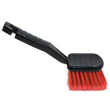 1 pieza Cepillo suave de cerdas para lavar el coche - Herramienta de limpieza de llantas y carrocería con mango largo y cabezal rojo para cubos de rueda - negro - Ver 7