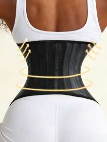 Strong Waist-Cinching Shaping Bodysuit With Multi-Row Adjustable Buckles, Slimming Waist Cincher For Women, Body-Sculpting Shapewear For Sports And Body Contouring - Black - View 7