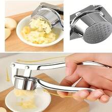 High Effective Garlic Press With Studs, Heavy Duty Garlic Mincer, Easy To Squeeze And Clean, Rust Proof & Dishwasher  , Ginger Crusher - Silver - View 6