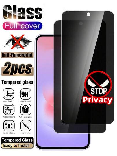 2 pièces - [Recommandé pour prévenir les fuites de confidentialité] Protecteur d'écran anti-espionnage, compatible avec Samsung M55/M54/M53/A56/A55/A54/A53/A36/A35/A34/A33/A32/A26/A25/A24/A23/A22/A17/A16/A15/A14/A13/A07/A06/A05 et autres modèles, propriétés optiques à haute transmission de lumière pour transmettre fidèlement chaque détail de pixel de l'écran, texte clair et images vives.