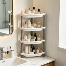 3-Tier Corner Shelf, Bathroom Floor Standing Multi-Layer Storage Rack, Plastic Corner Organizer Rack For Bathroom, Kitchen Corner Drain Rack - View 8